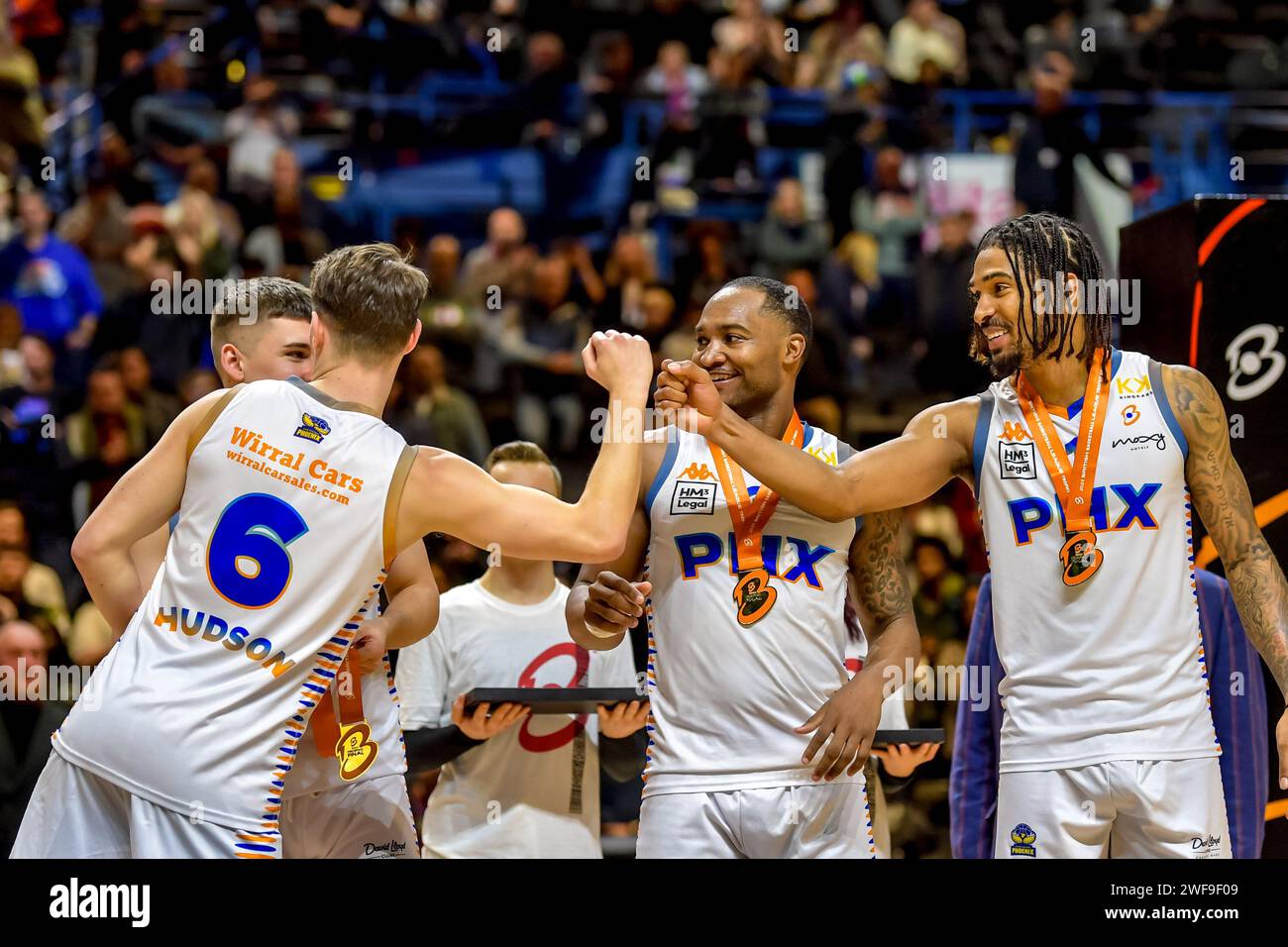 Chester Phoenix men celebrate their win during the BBL Trophy Final at