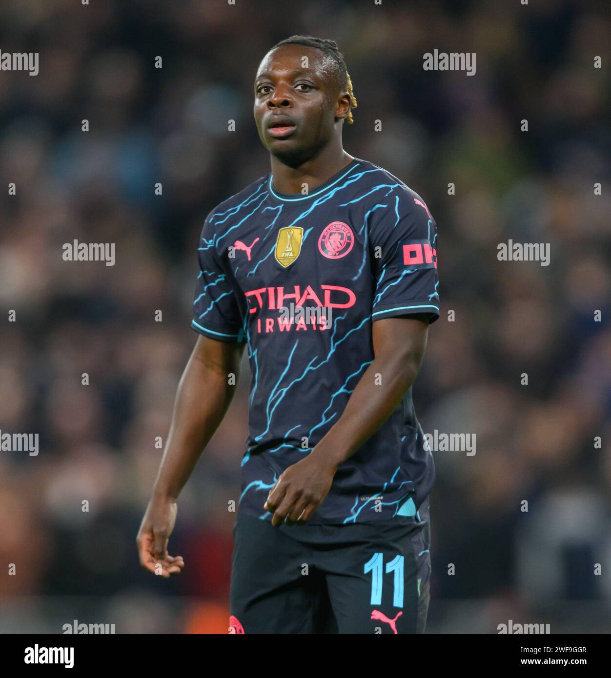 London, UK. 26th Jan, 2024 - Tottenham Hotspur v Manchester City - FA Cup Round 4 - Tottenham Hotspur Stadium.                              Manchester City's Jeremy Doku in action.                                         Picture Credit: Mark Pain / Alamy Live News Stock Photo