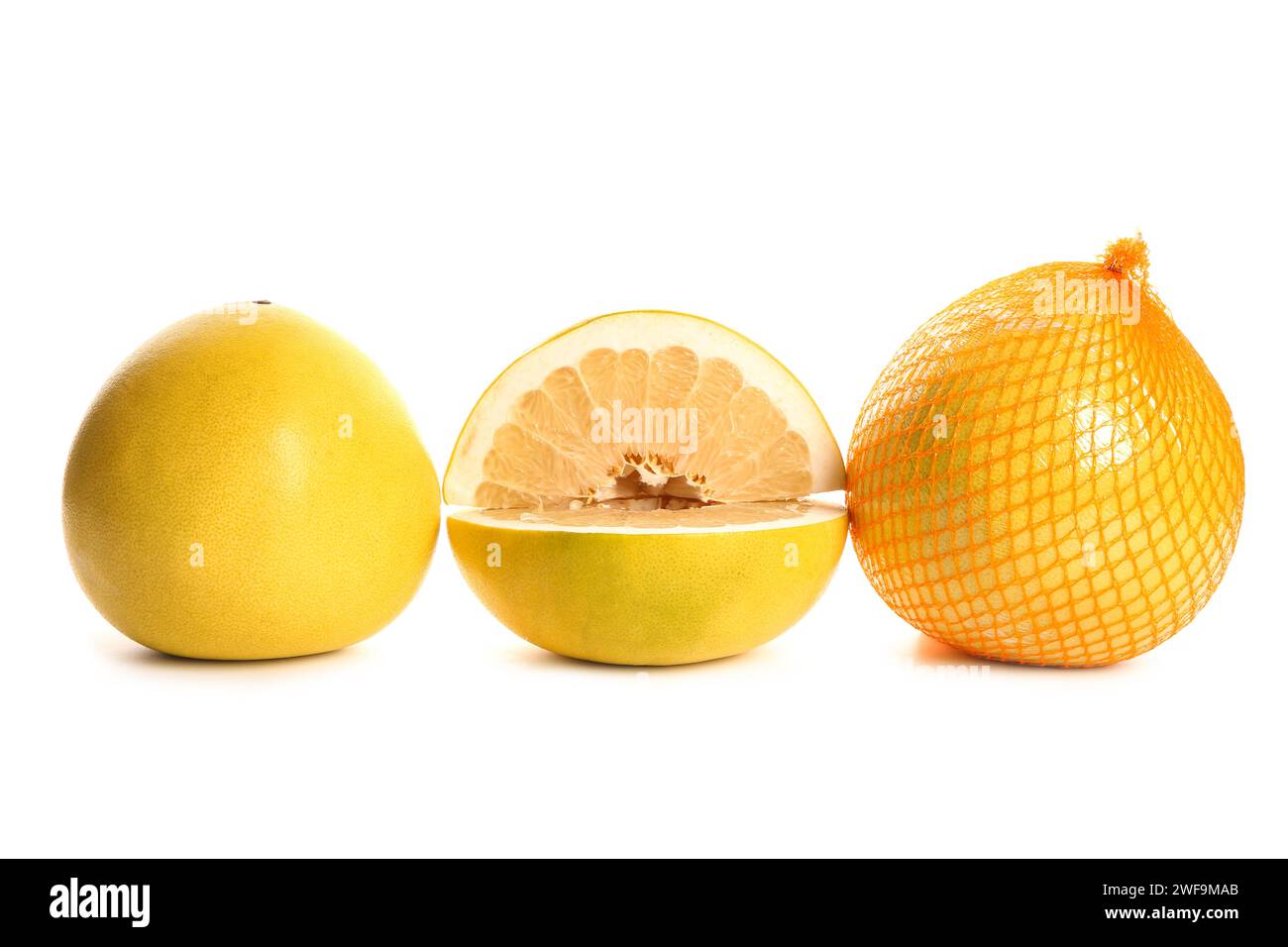 Fresh pomelo fruits on white background Stock Photo
