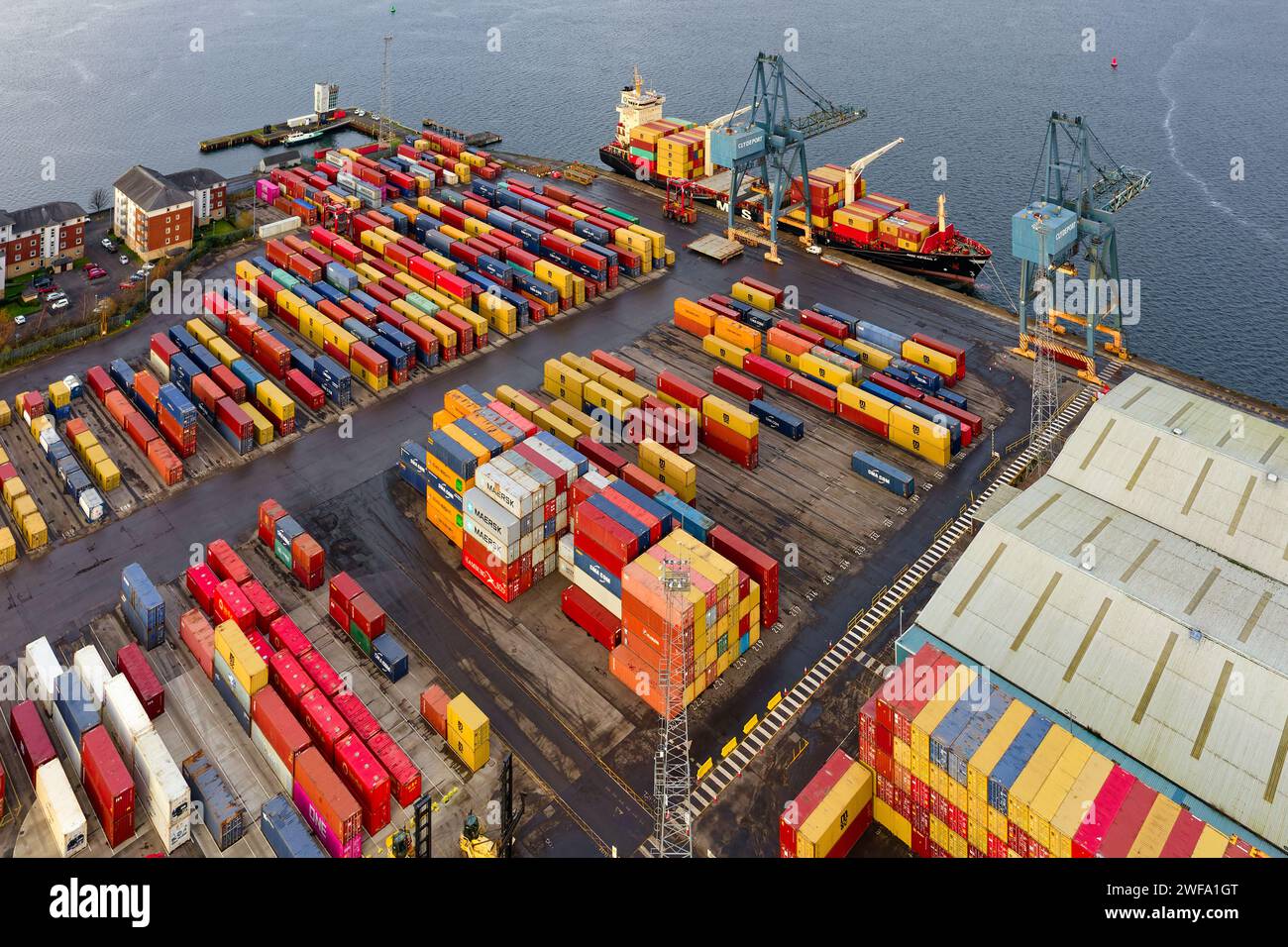 Greenock, UK, December 10th 2022, Storage containers at sea port ready