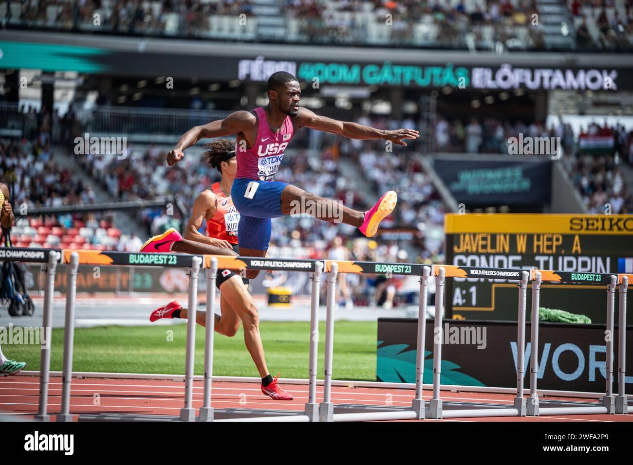 Rai BENJAMIN participating in the 400 meters hurdles at the World
