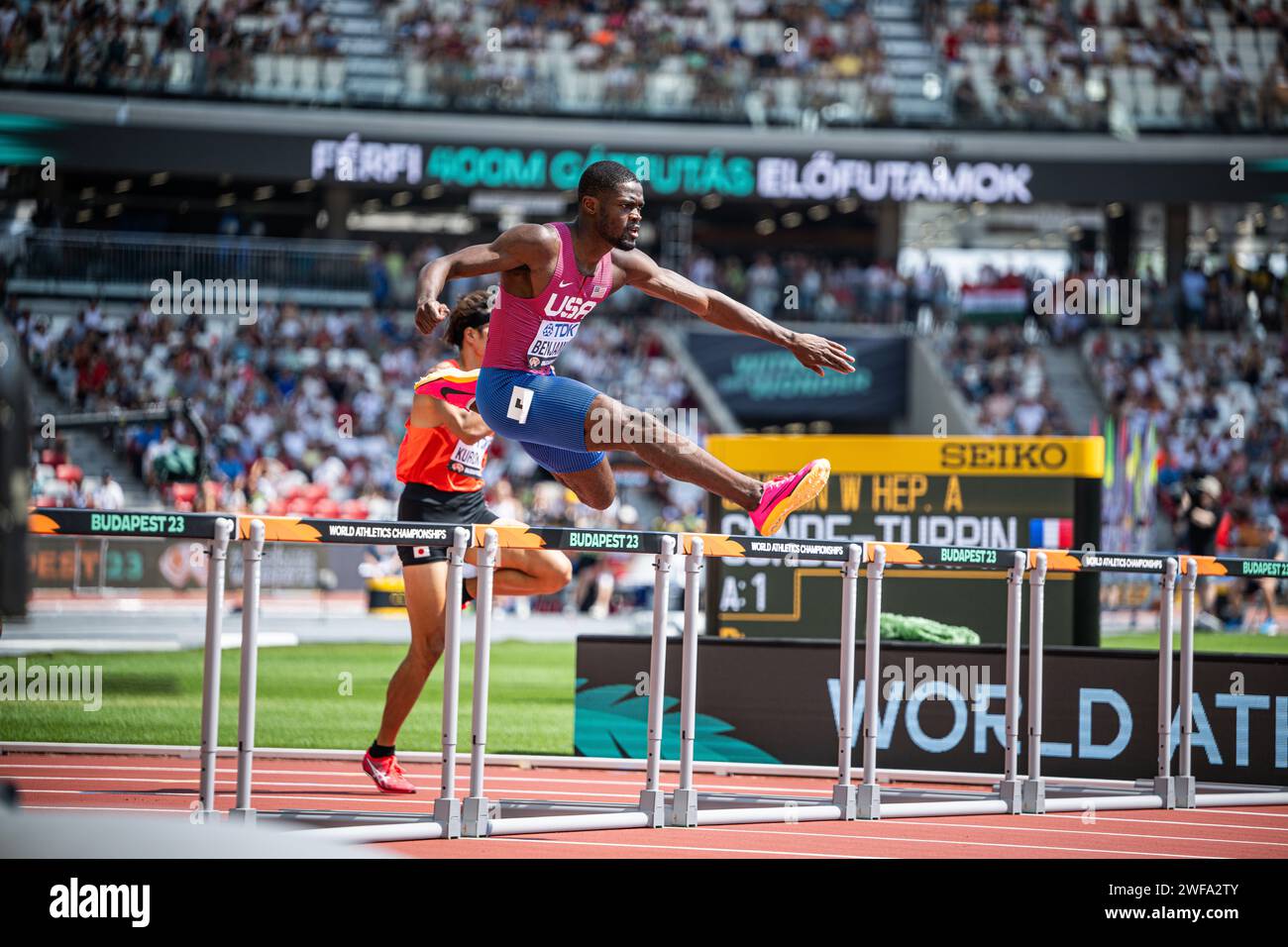 Rai BENJAMIN participating in the 400 meters hurdles at the World