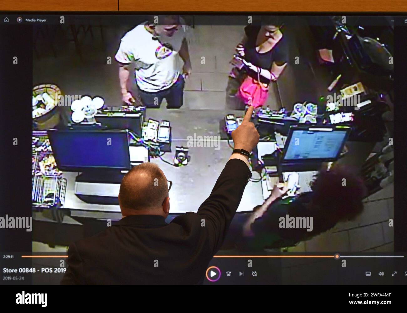 Security camera footage of Fotis Dulos and Michelle Troconis at a