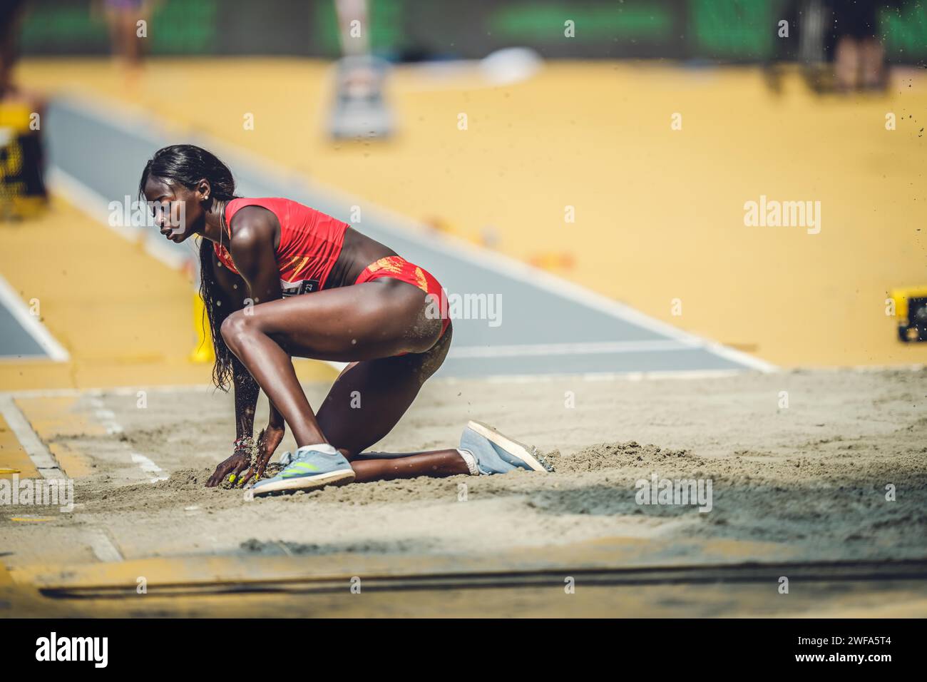 Fátima DIAME participating in the long jump at the World Athletics ...