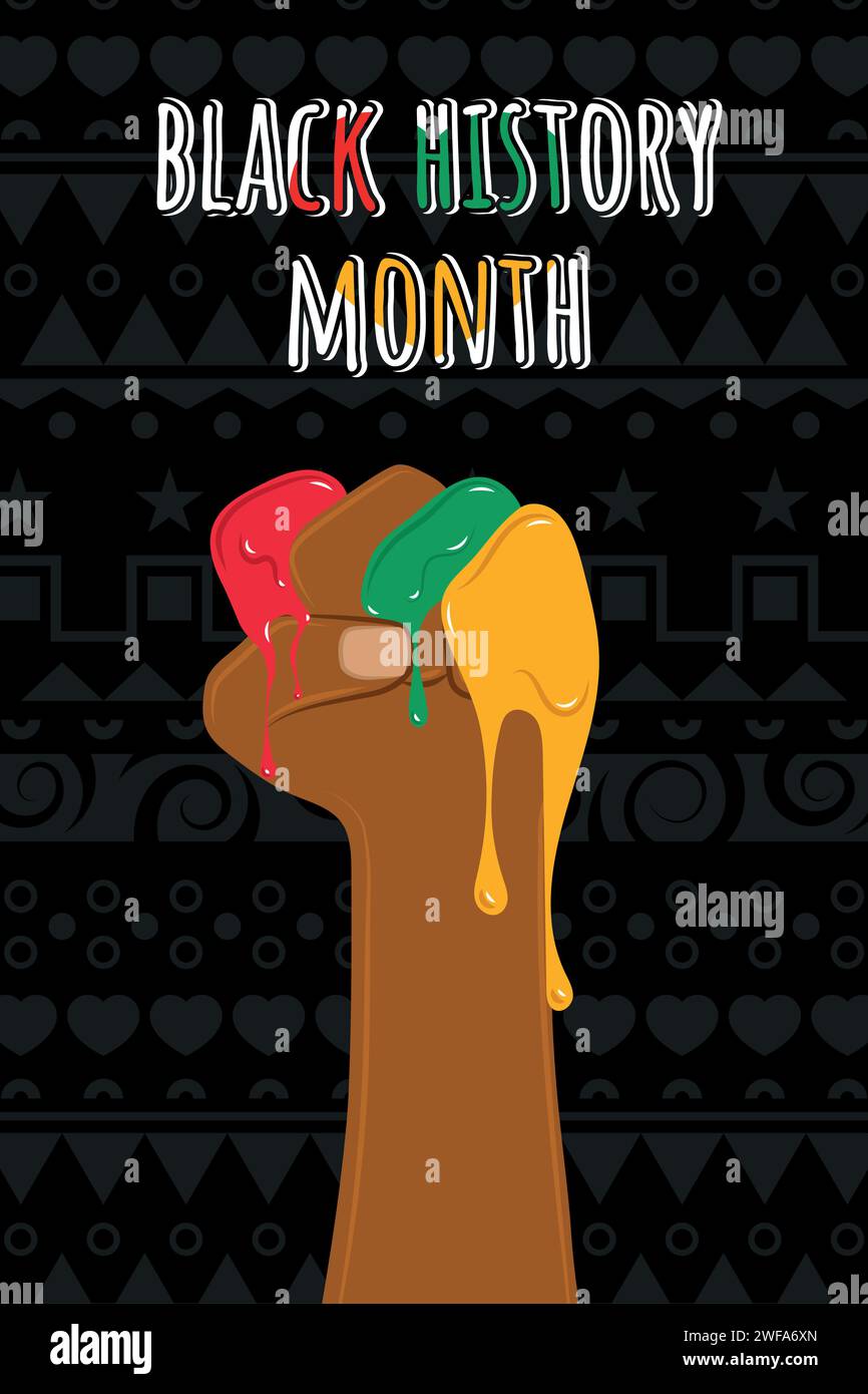 Black history month vertical poster Protest hand gesture Vector Stock ...