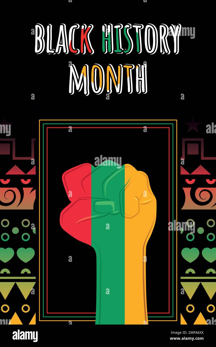 Black history month vertical poster Protest hand gesture Vector Stock ...