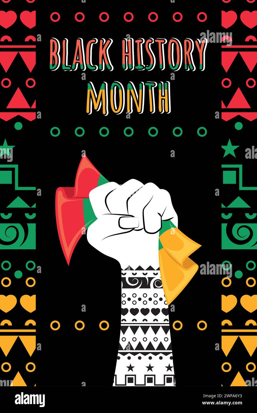 Black history month vertical poster Protest hand gesture Vector Stock ...
