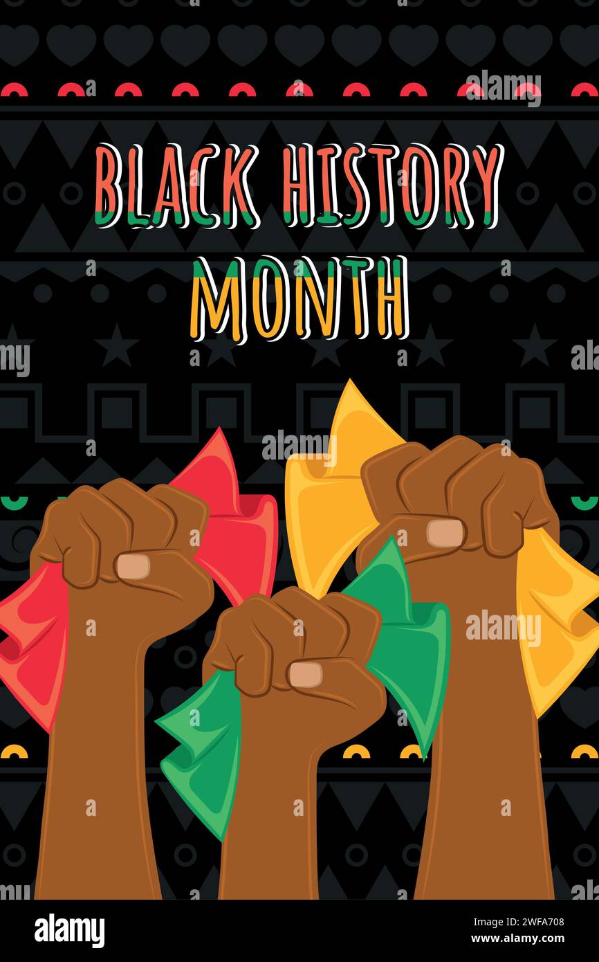 Black history month vertical poster Protest hand gesture Vector Stock ...