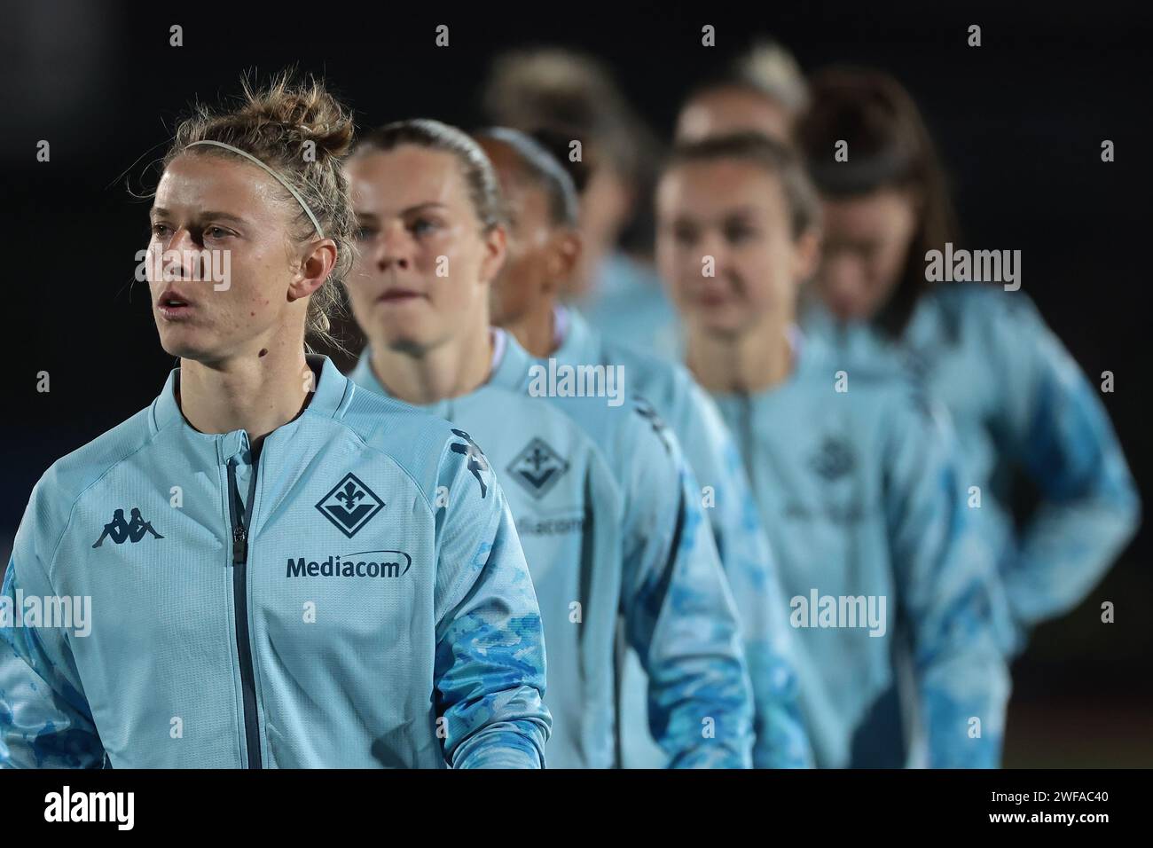 Biella, Italy. 29th Jan, 2024. Katja Schroffenegger of ACF Fiorentina walks out in front of team mates prior to the Serie A Femminile match at Stadio Vittorio Pozzo, Biella. Picture credit should read: Jonathan Moscrop/Sportimage Credit: Sportimage Ltd/Alamy Live News Stock Photo