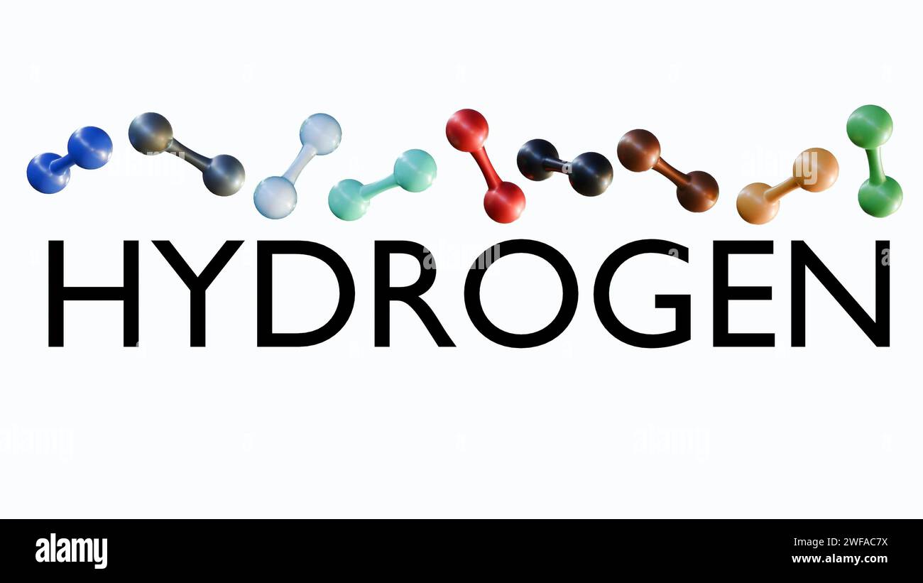 3d rendering of shade of hydrogen is a different approach to harnessing hydrogen's clean energy potential. Stock Photo