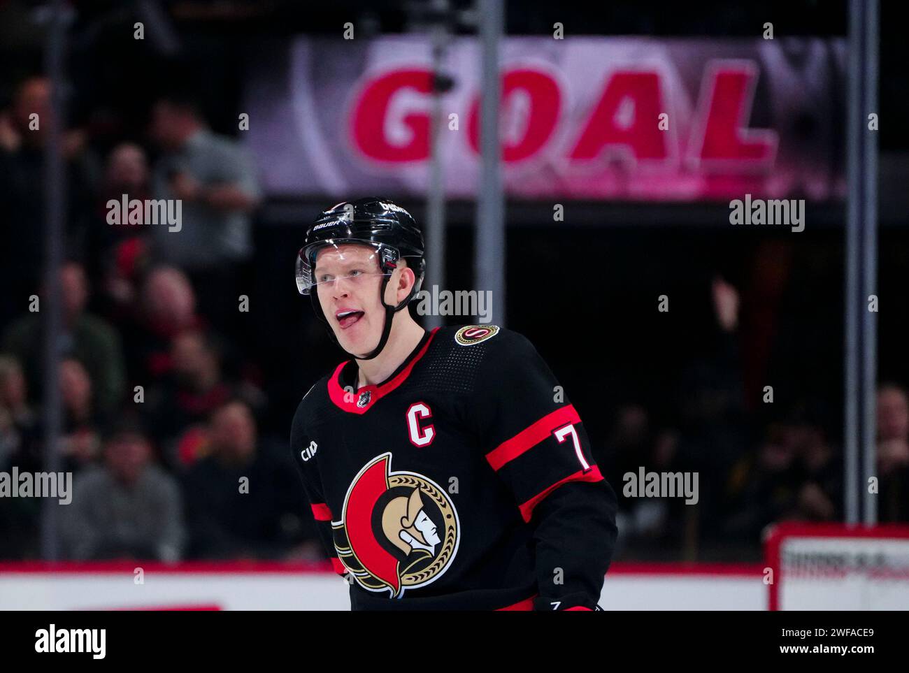 Ottawa Senators left wing Brady Tkachuk celebrates his goal during the ...