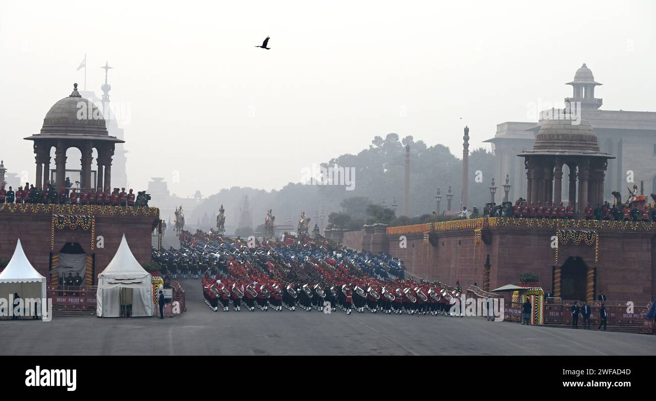 NEW DELHI, INDIA JANUARY 29 Three Services bands performing during