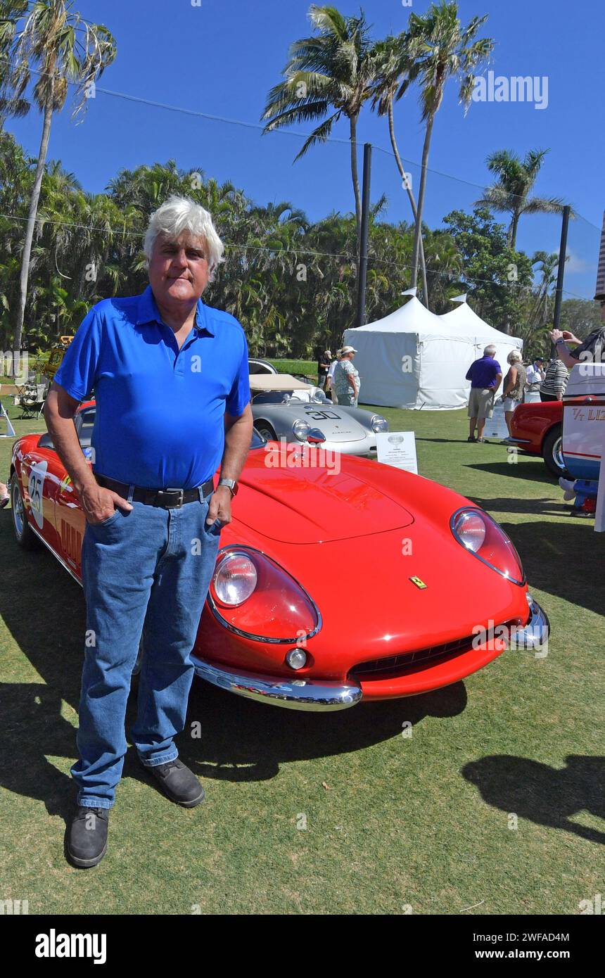 BOCA RATON, FL- FEBRUARY 25: Jay Leno, Wayne Carini and actor Tim Allen judge and host 175 of the finest collector cars and motorcycles from around the country will gather on the show field at the famed Boca Raton Resort & Club. On display at this year's Concours will be an exquisite collection of AACA “Cars through the Decades,” and Lincoln-Mercury vehicles. The judging process will combine a point/percentage system, along with the Modified French Rule evaluation criteria of the cars condition, authenticity/originality, and appeal in the following areas: the vehicle's exterior, its interior Stock Photo