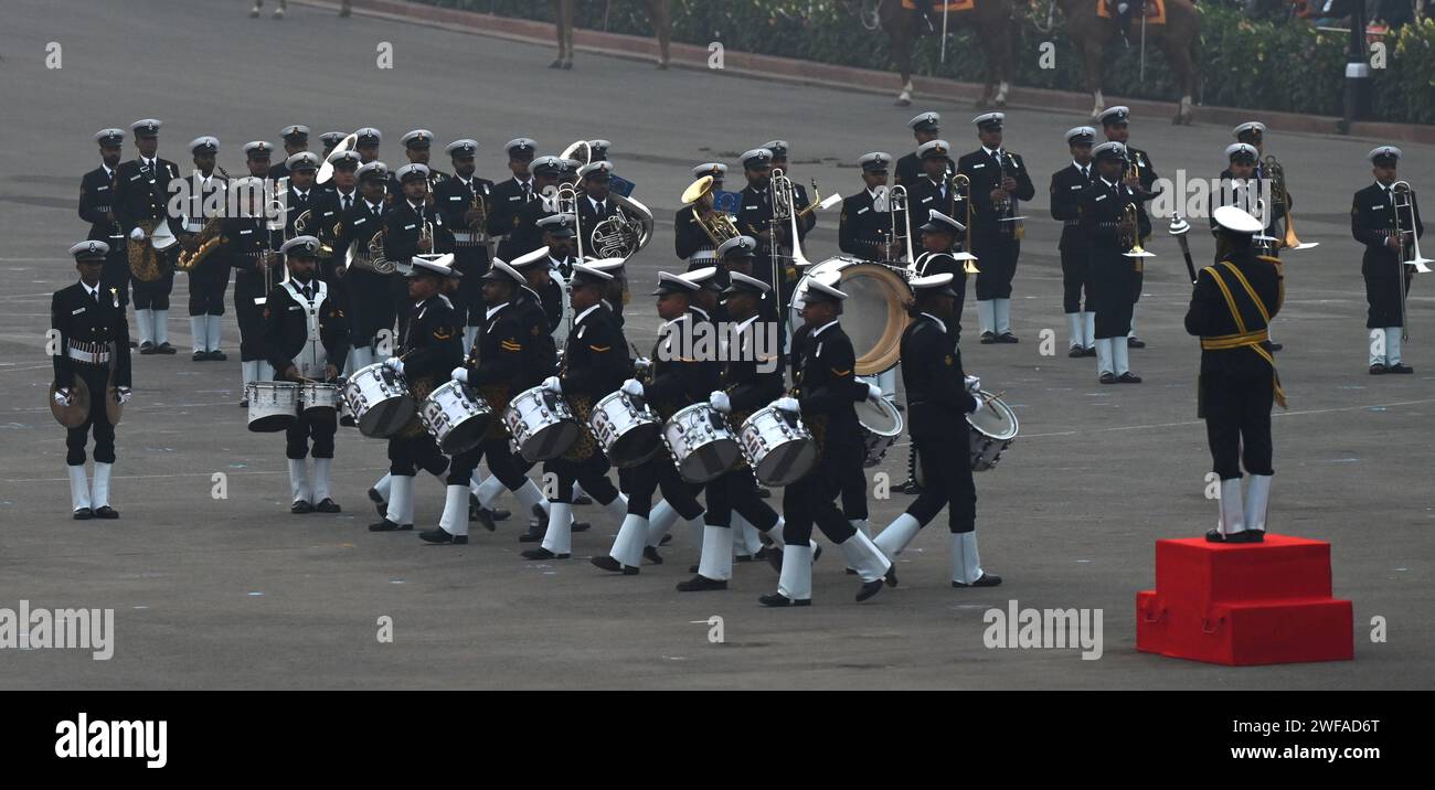 NEW DELHI, INDIA JANUARY 29 Navy Force Services bands performing