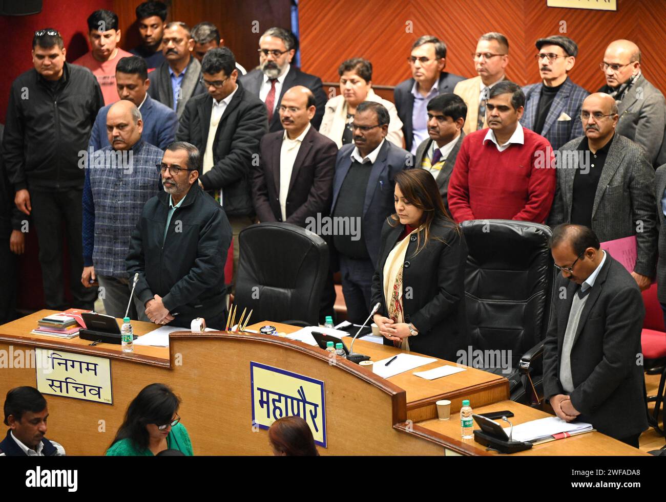India. 29th Jan, 2024. NEW DELHI, INDIA - JANUARY 29: MCD Mayor Shelly Oberoi addressing Councillors during Special meeting of House of Municipal Corporation of Delhi to discuss issue relating to parking fair issue by municipal of the corporation of Delhi MCD at Civic Centre on December 29, 2024 in New Delhi, India. (Photo by Sonu Mehta/Hindustan Times/Sipa USA) Credit: Sipa USA/Alamy Live News Stock Photo