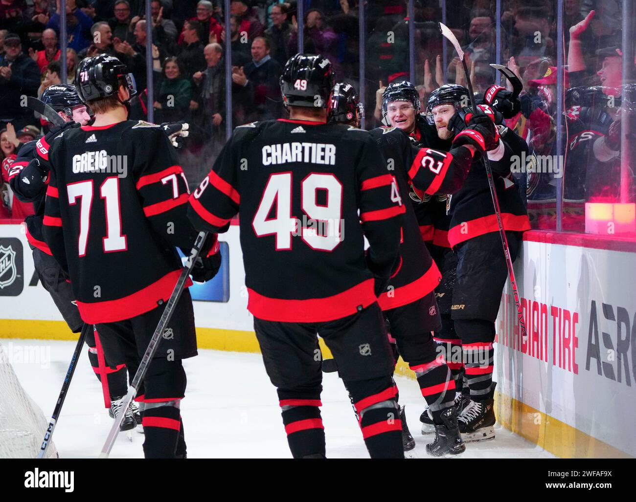 Ottawa Senators right wing Claude Giroux, right, celebrates his game ...