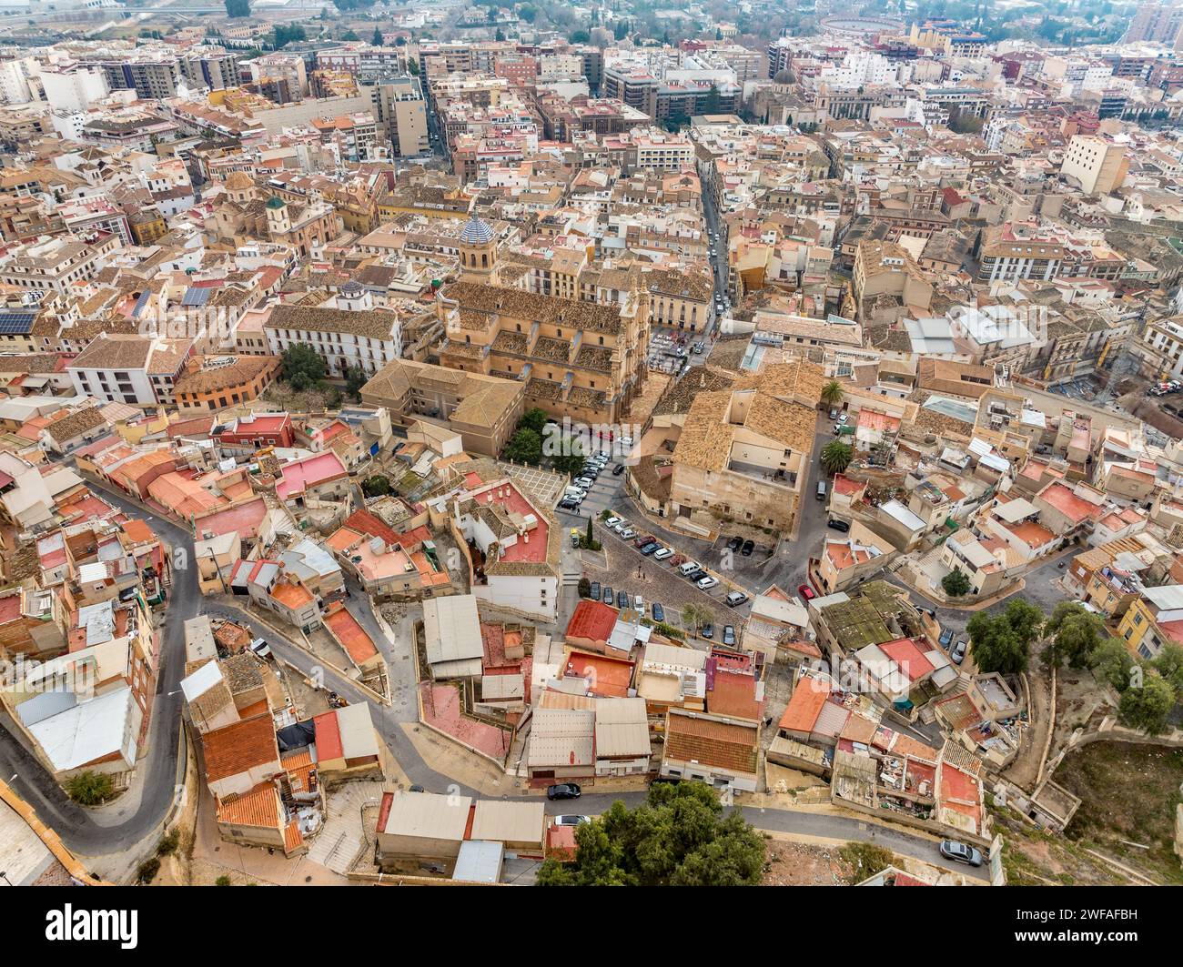 Aerial view of the medieval town center or Lorca, Ermita de San Roque (Museo del Belén) Stock Photo