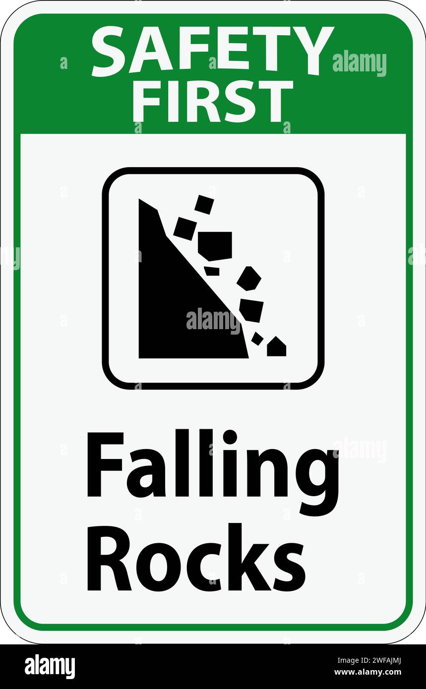 Safety First Sign, Park Sign and Guide Sign, Falling Rocks Stock Vector ...