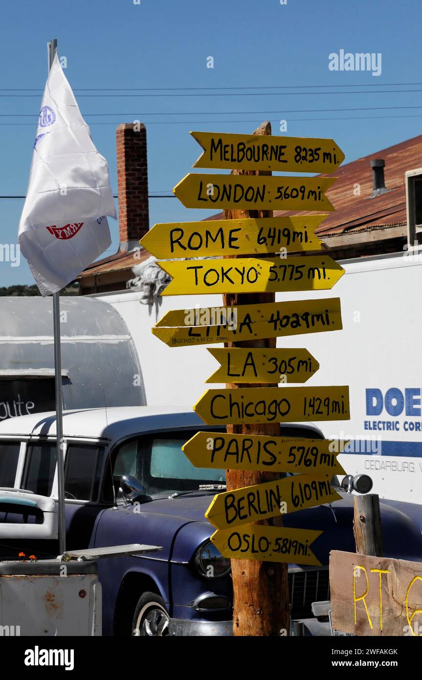 Western town in Seligman on historic Route 66 in the Wild West