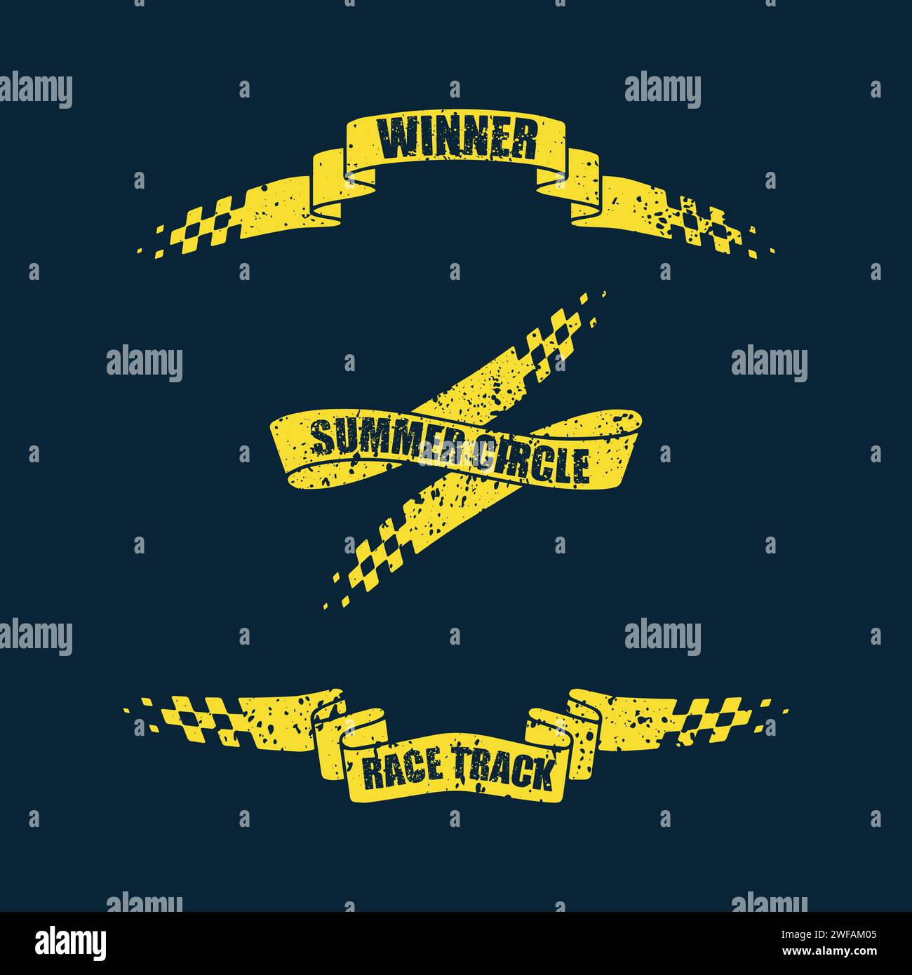 Sport checkered grunge flags yellow Stock Vector