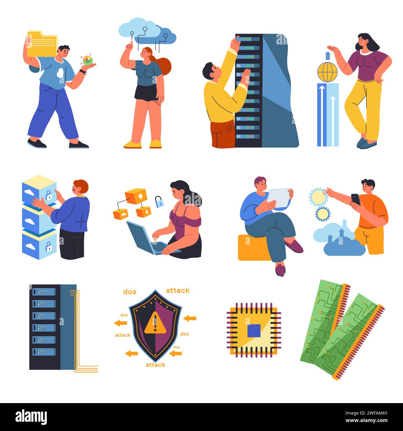 Security, digital protection and storing data Stock Vector