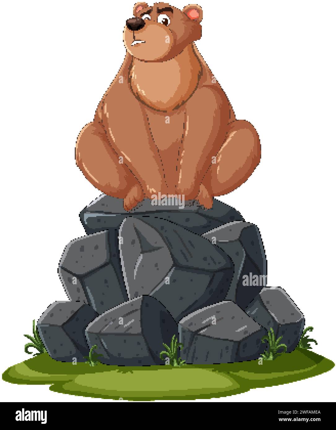 Illustration of a bear sitting atop a pile of rocks Stock Vector Image ...