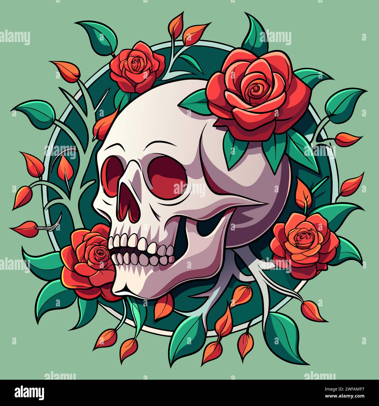 Skull rose tattoo Stock Vector Images - Alamy