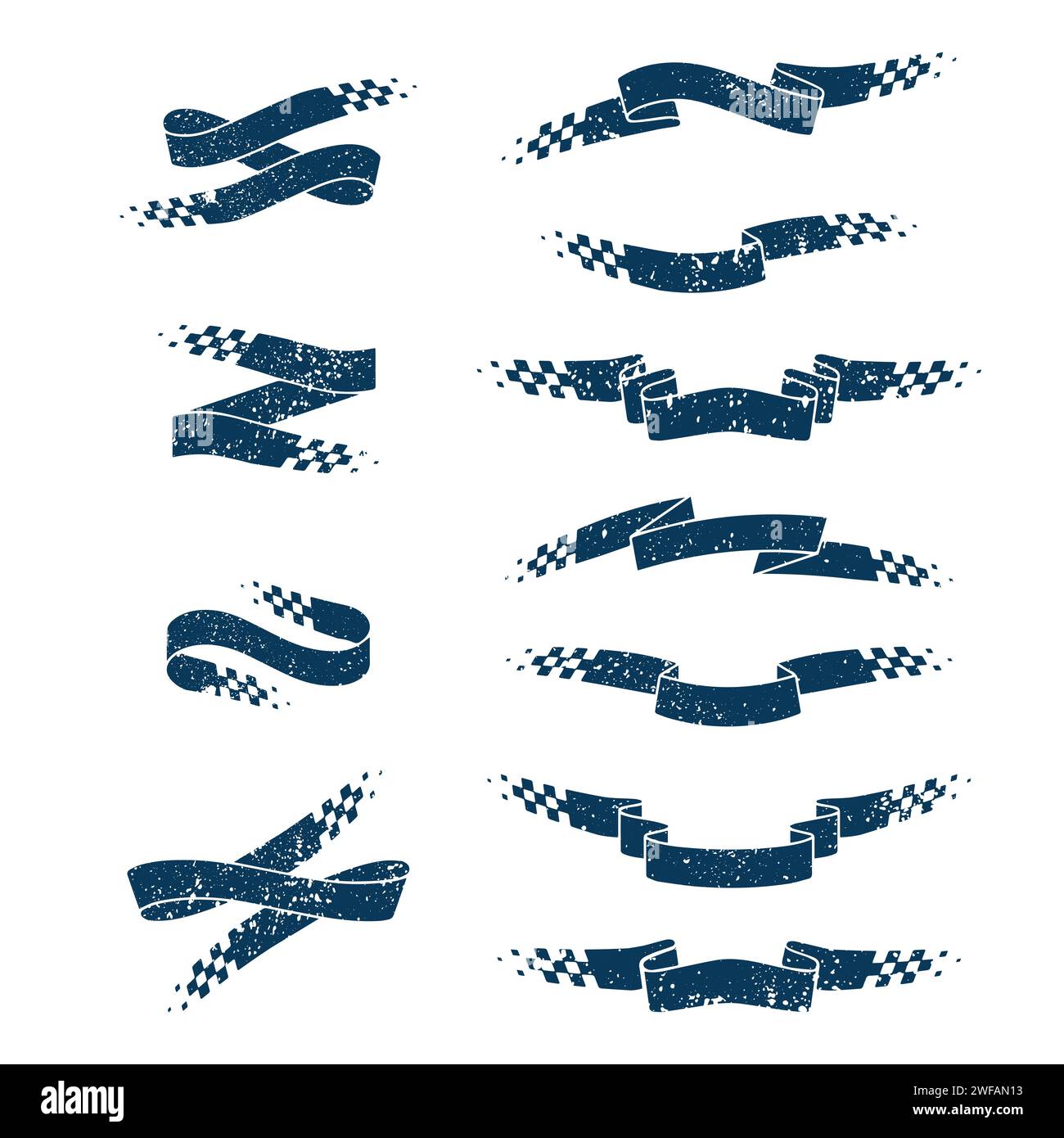 Sport checkered grunge flags set Stock Vector