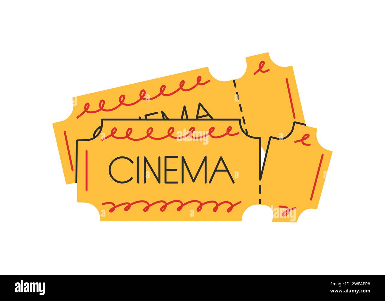 Cinema retro tickets vector illustration. Flat design. Date and ...