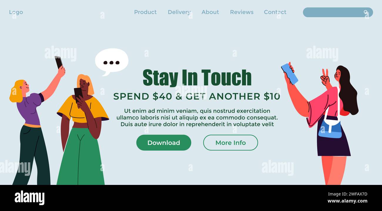 Stay in touch with social media application web Stock Vector
