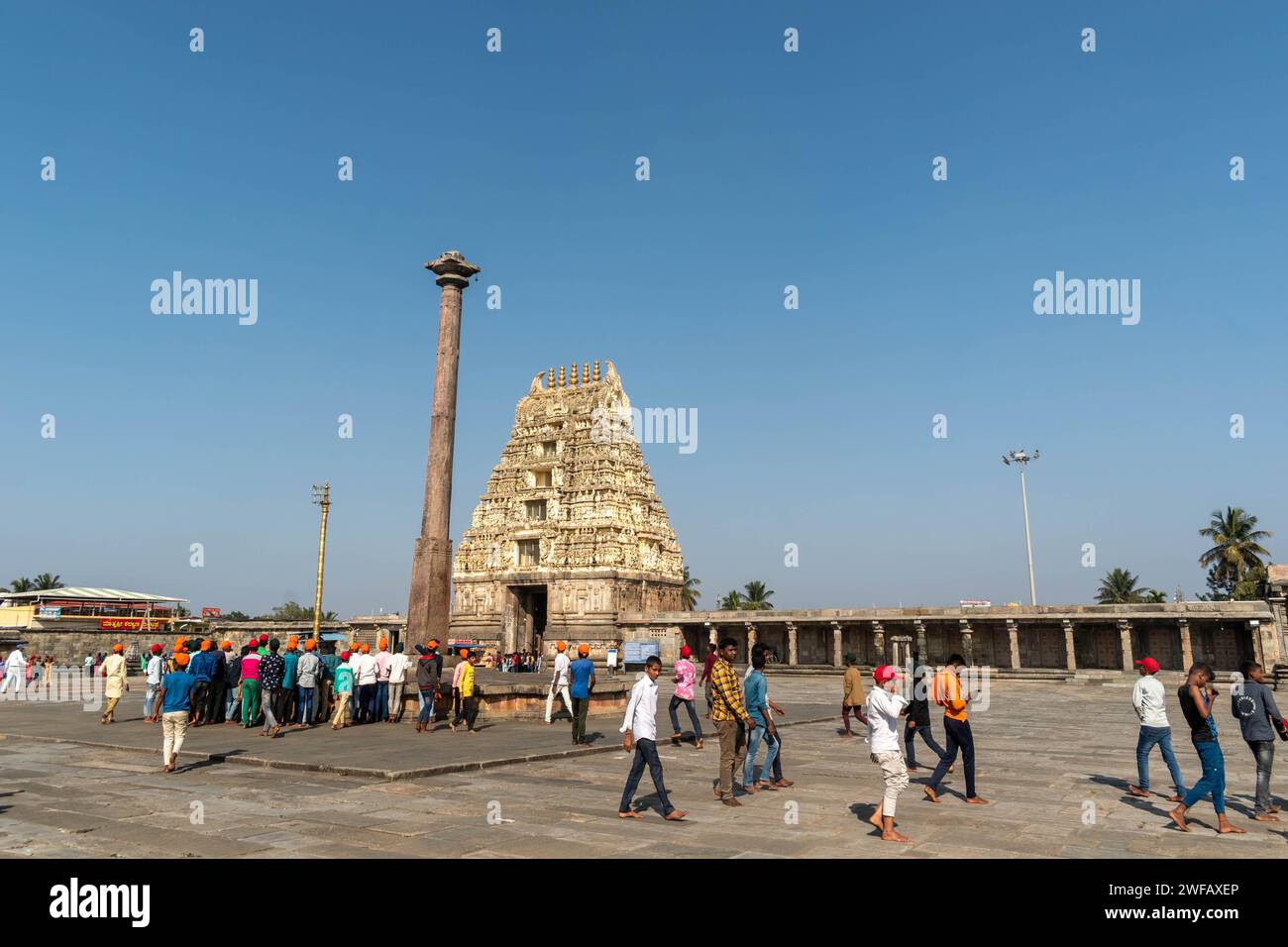 Belur, Karnataka, India - January 9 2023: Tourists at the historic Chennakeshava temple in the town of Belur in Karnataka. Stock Photo