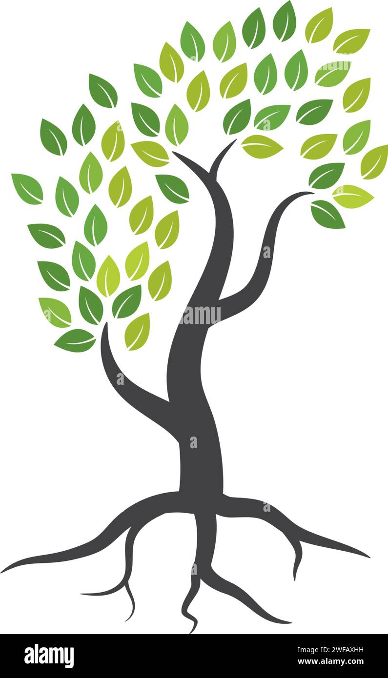 Tree icon concept of a stylized tree with letter Stock Vector