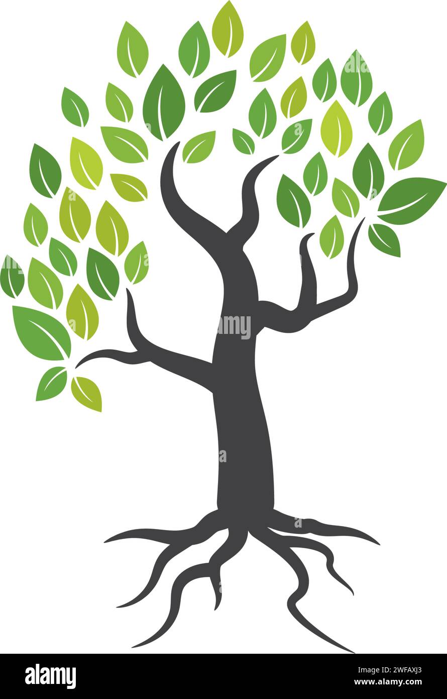 Tree icon concept of a stylized tree with letter Stock Vector