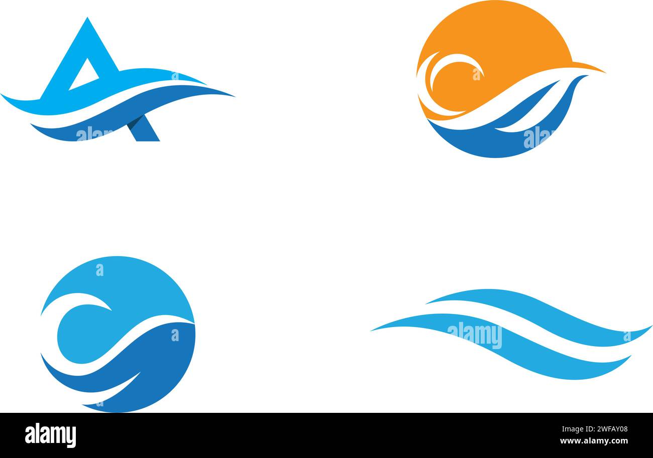 Water Wave symbol and icon Logo Template vector Stock Vector