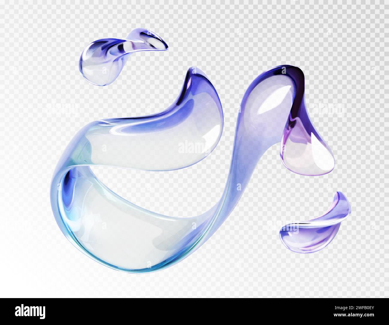 Abstract liquid glass transparent ribbon. Realistic vector illustration ...