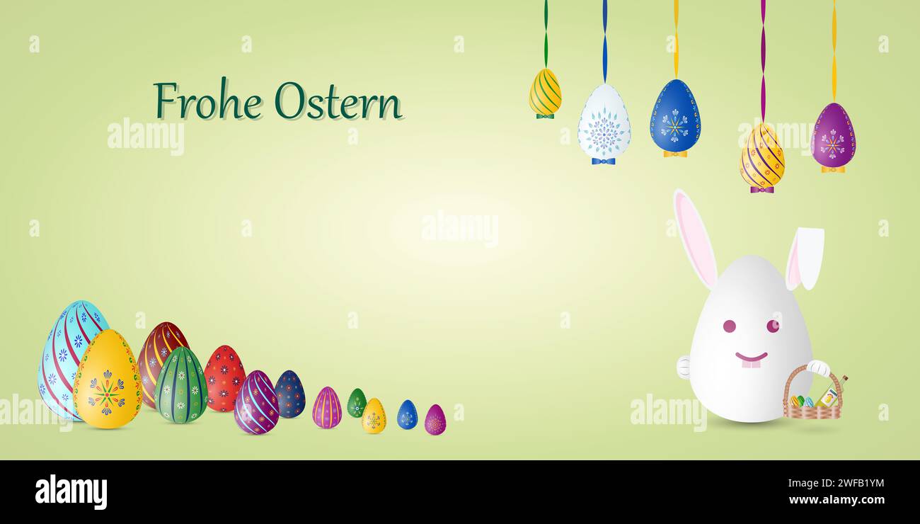 Happy Easter postcard or greeting card in German language, with ...