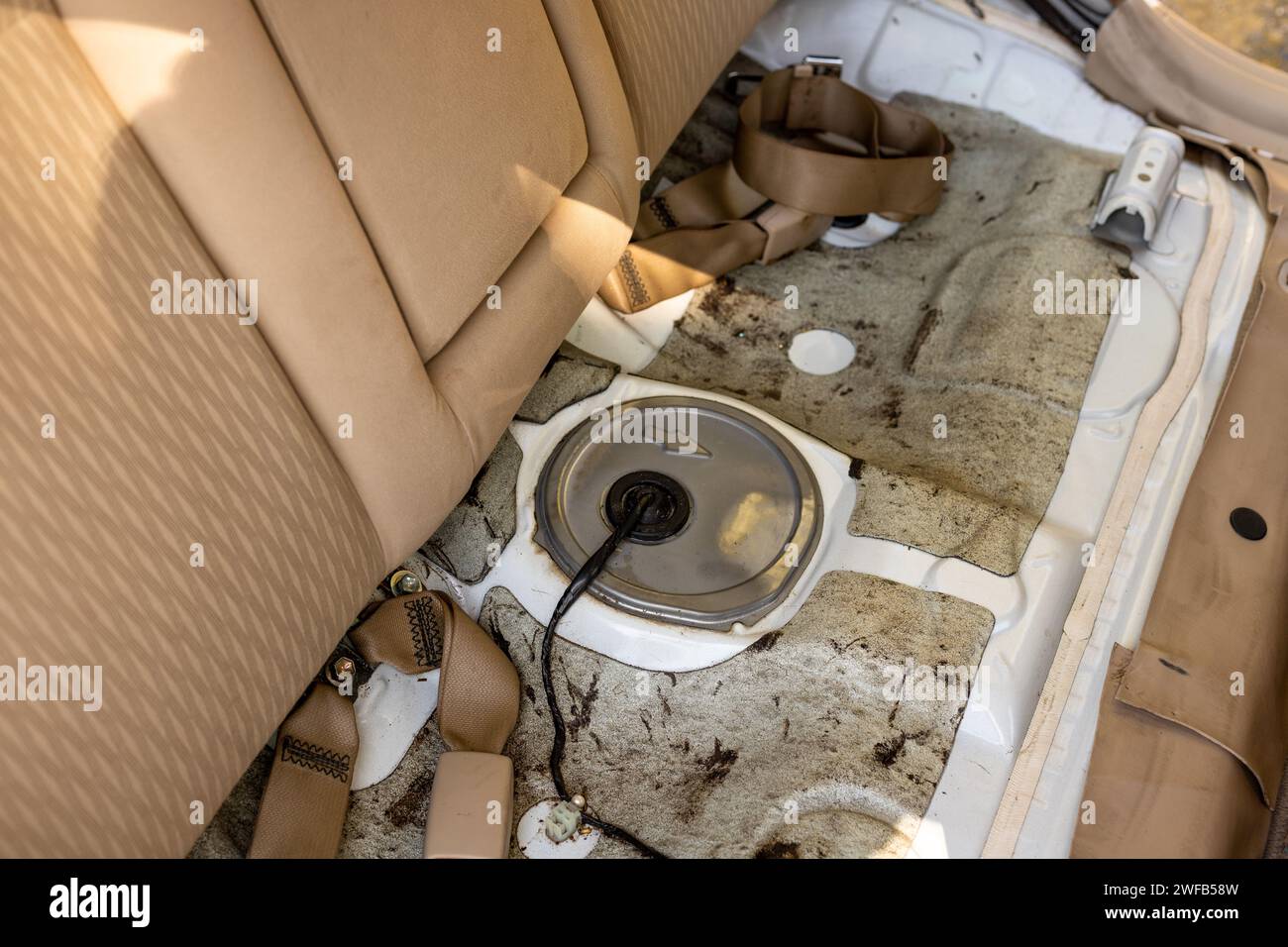 Closeup of car intank electric fuel pump underneath the rear seat Stock Photo Alamy
