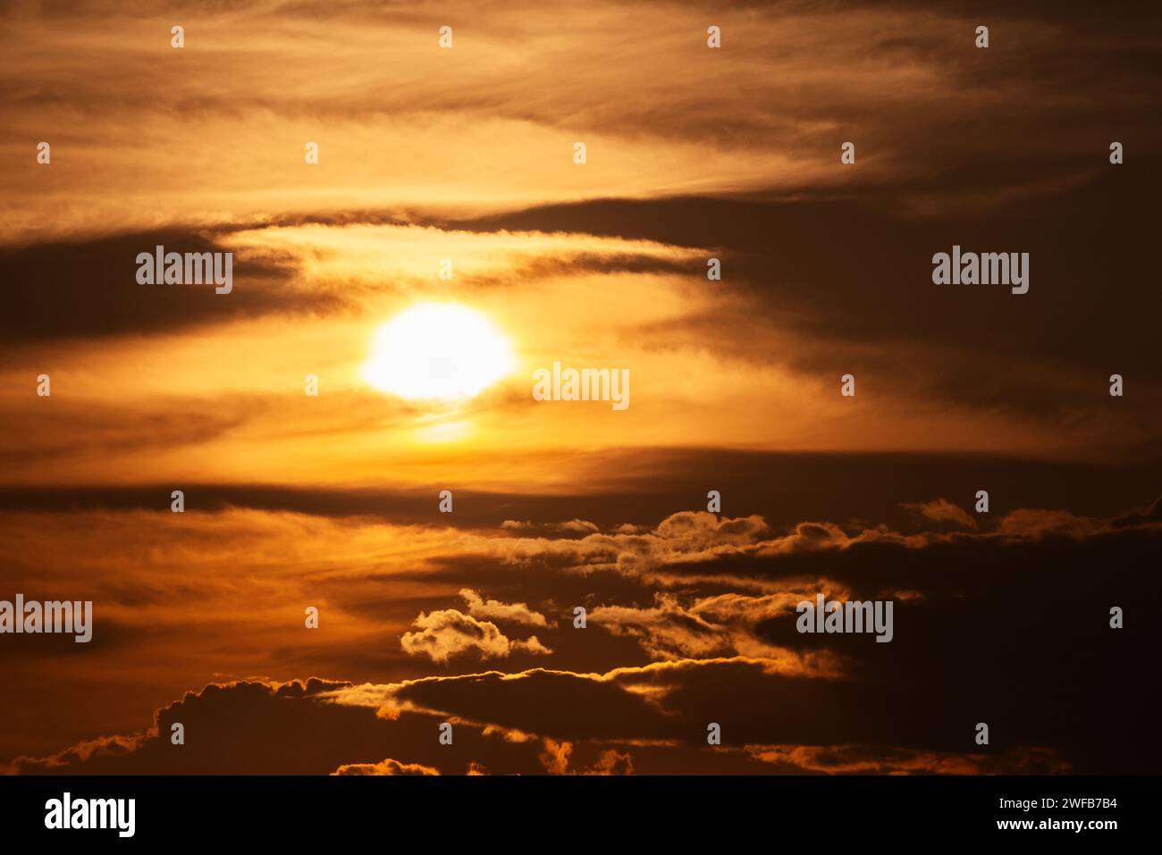 Sunset sky with orange clouds. Nature background Stock Photo - Alamy