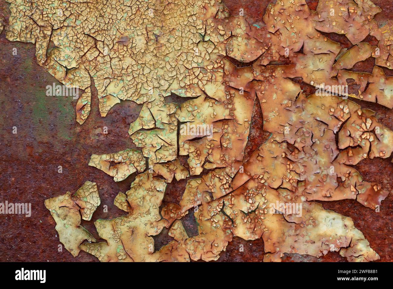 Flaking paint from the metal surface, grunge texture Stock Photo