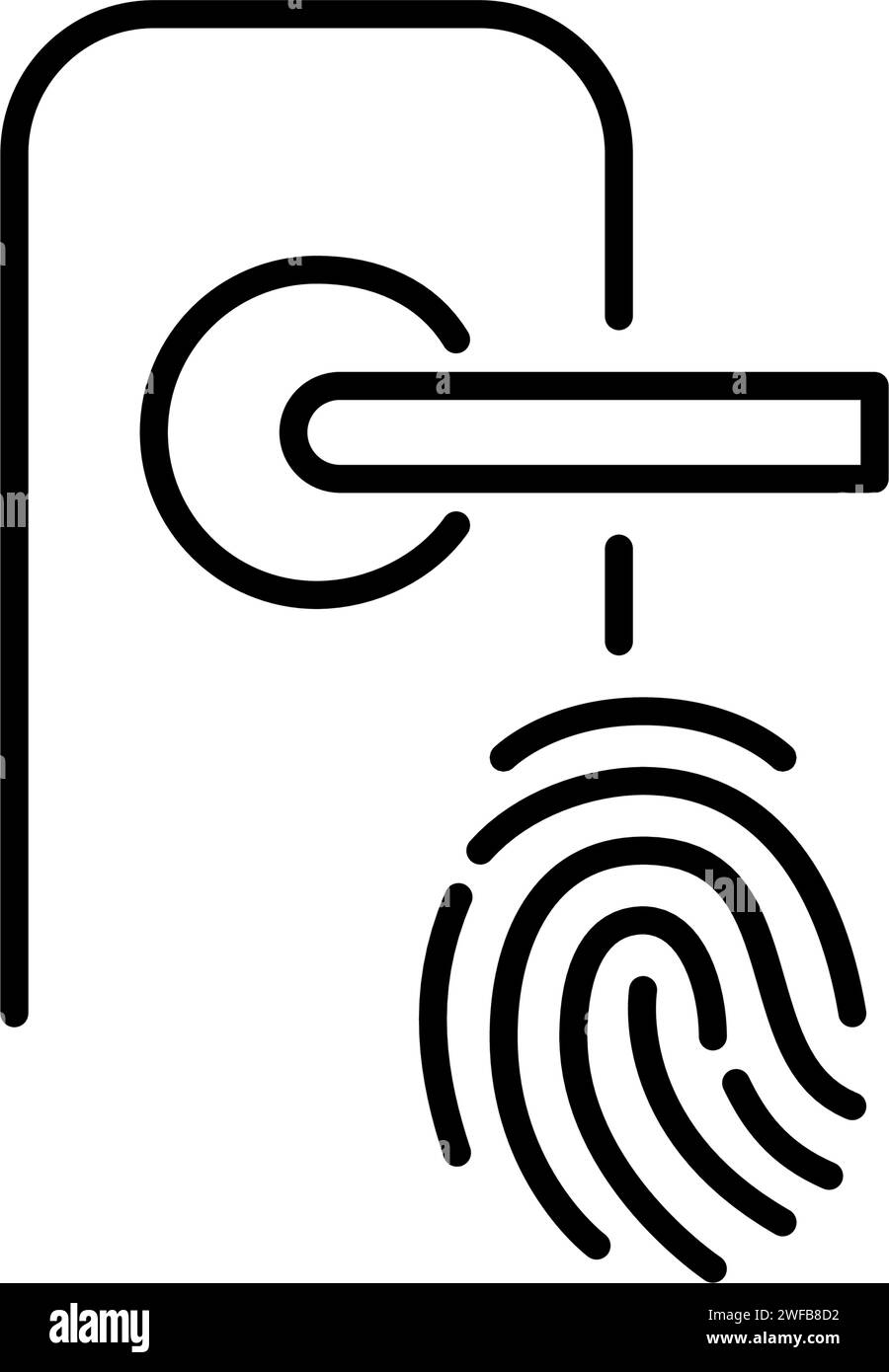 Smart lock with fingerprint recognition. Pixel perfect icon Stock Vector