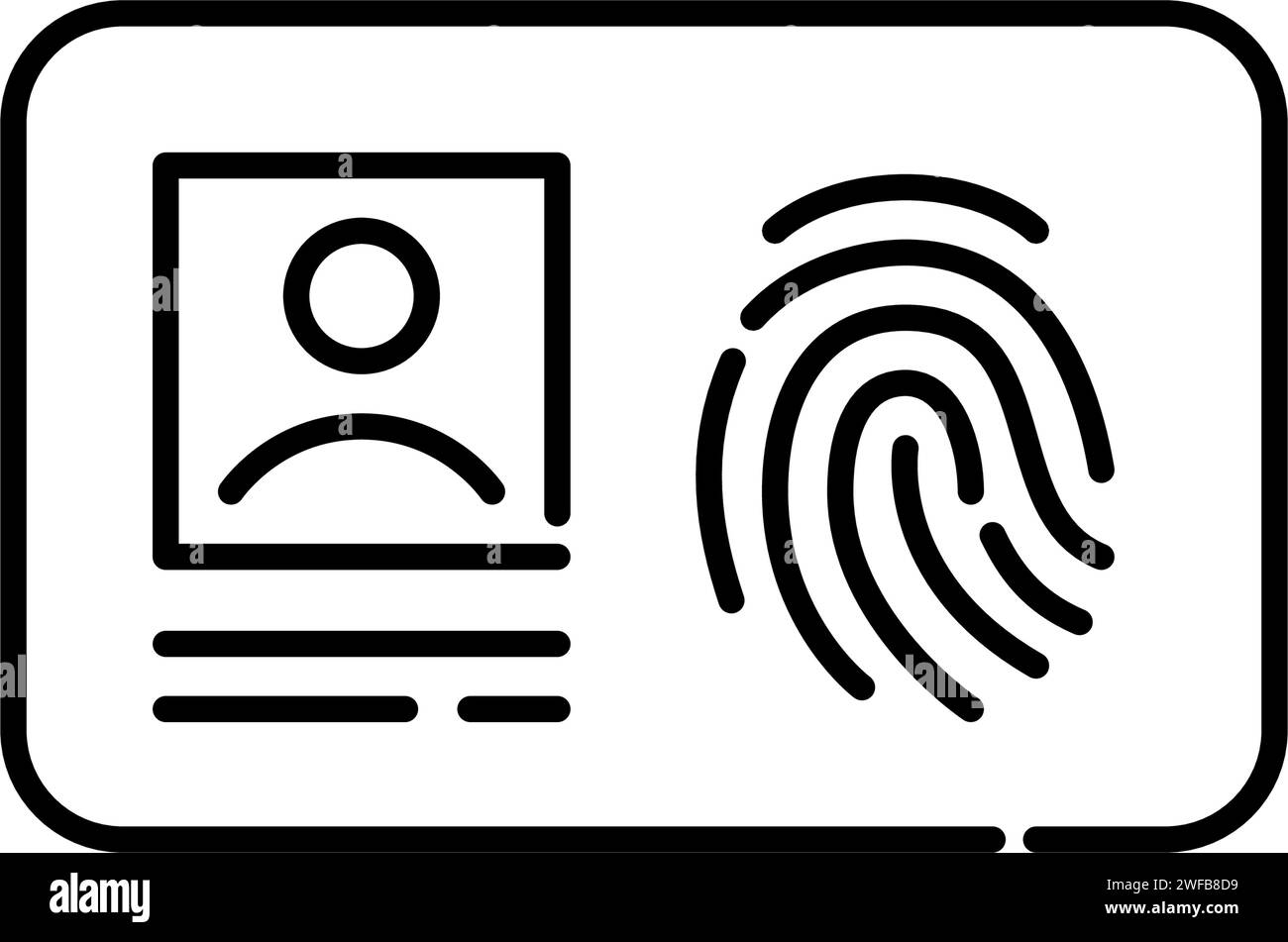 Identity card with fingerprint signifying the role of biometric data in personal identification. Pixel perfect, editable Stock Vector