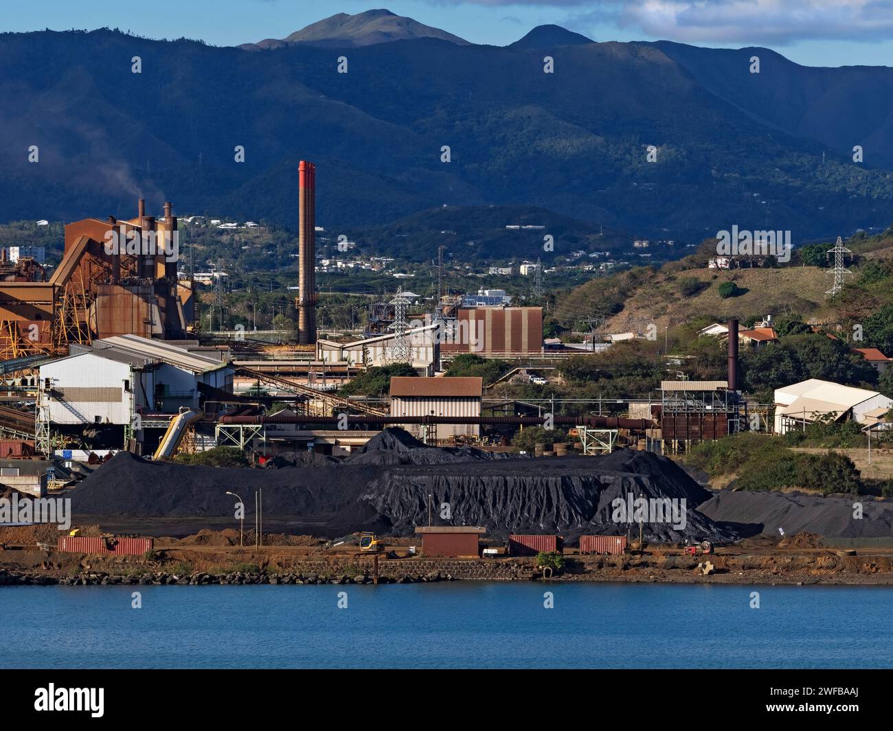 Mining Industry /   SLN-Eramet Nickel Ore Smelting  in the Port of Noumea, New Caledonia. Stock Photo