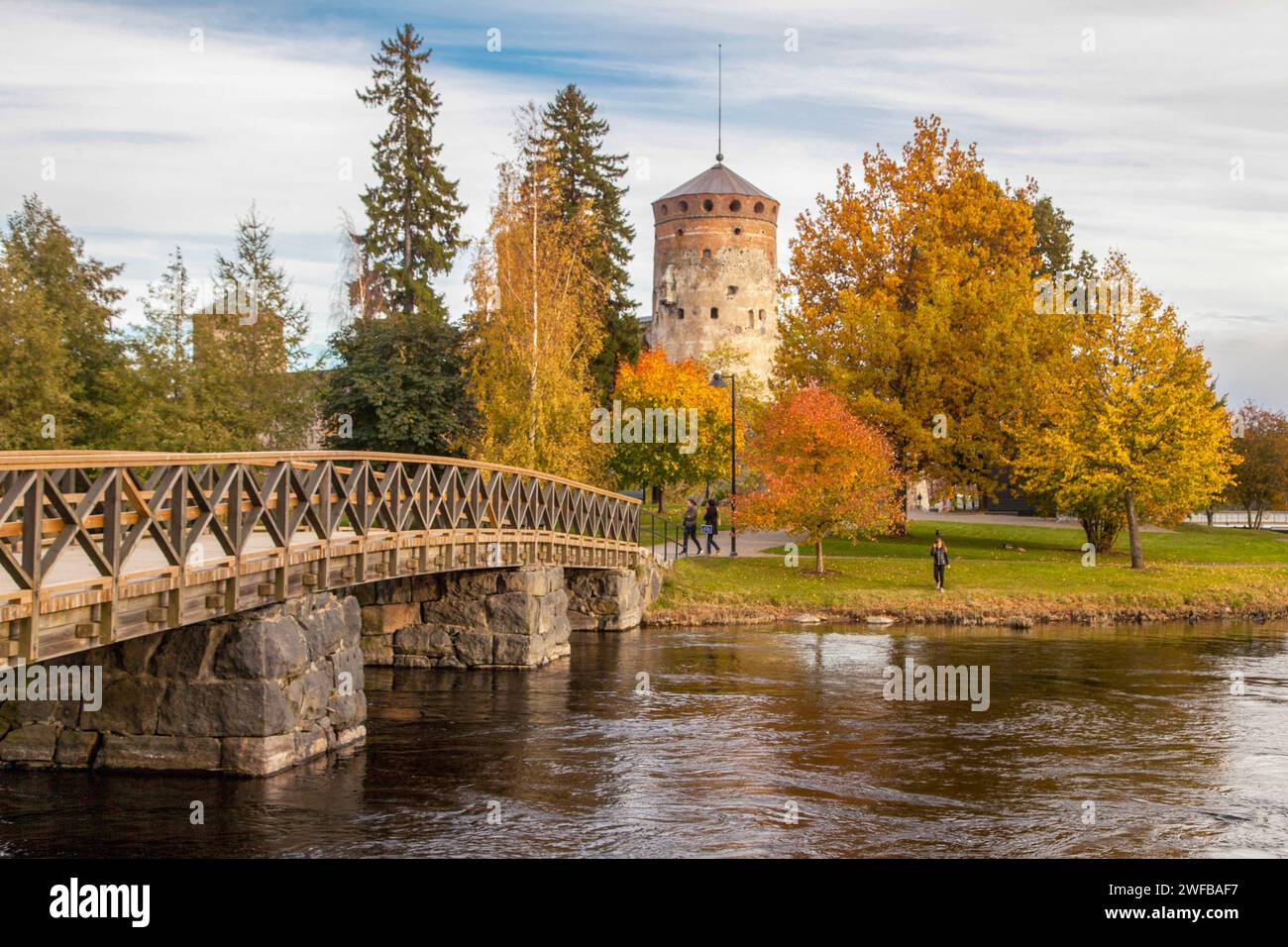 Olavinlinna is a 15th-century three-tower castle located in Savonlinna, Finland. It is the northernmost medieval stone fortress still standing.  The c Stock Photo