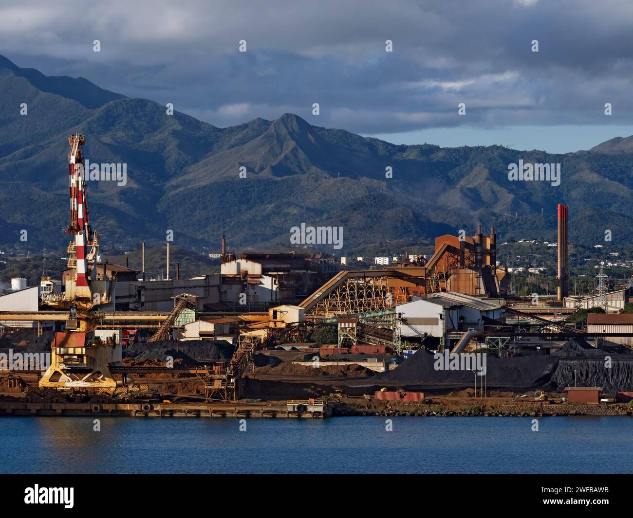 Mining Industry /   SLN-Eramet Nickel Ore Smelting  in the Port of Noumea, New Caledonia. Stock Photo