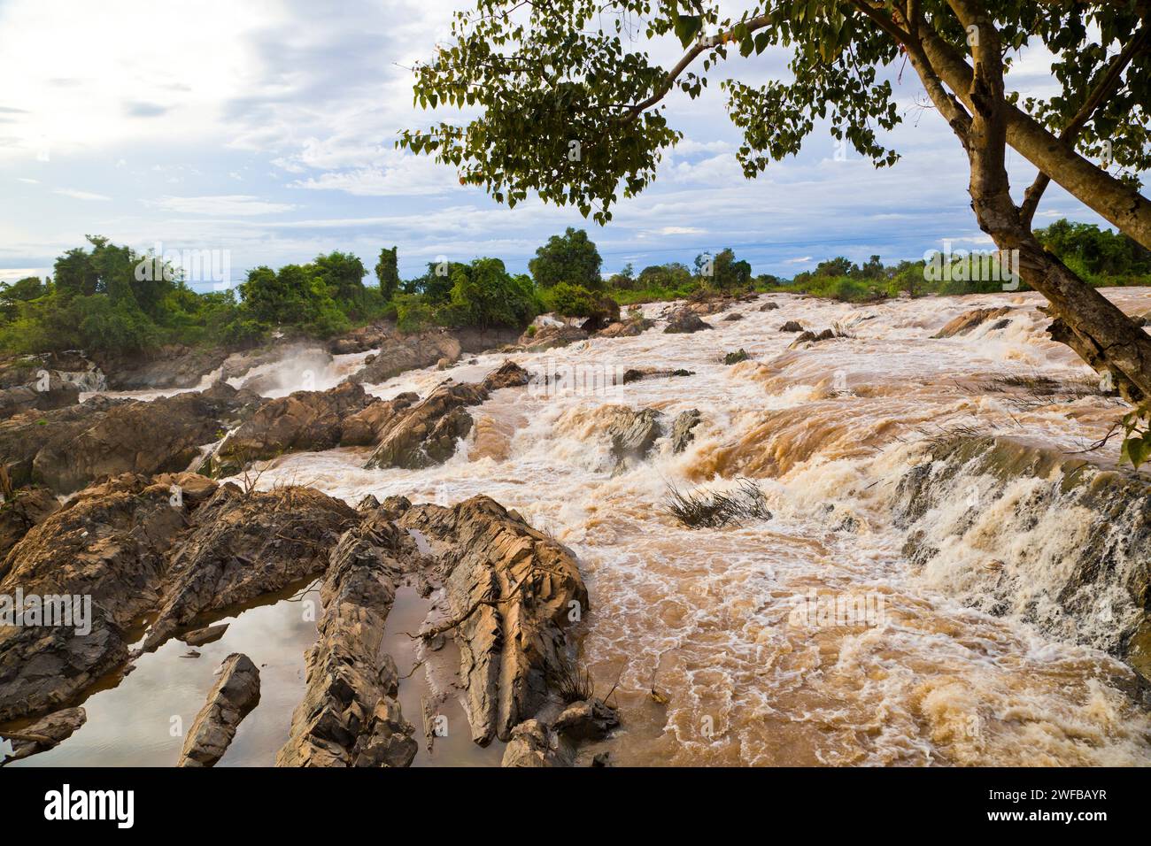 Li Phi Waterfall in Champasak, Southern of Laos Stock Photo - Alamy