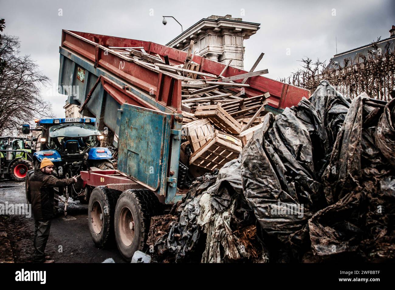 Blocages des agriculteurs Agen Stock Photo