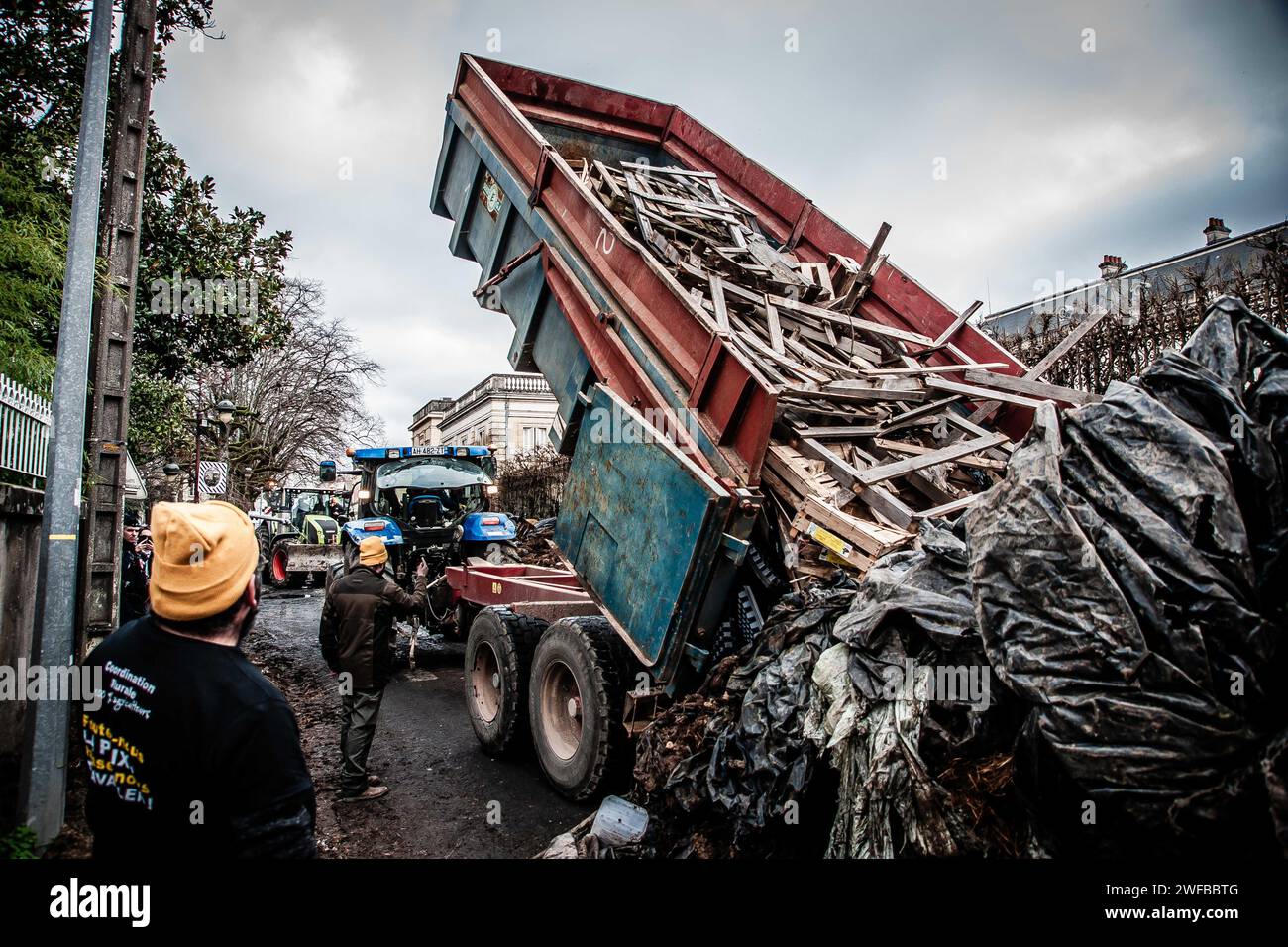 Blocages des agriculteurs Agen Stock Photo