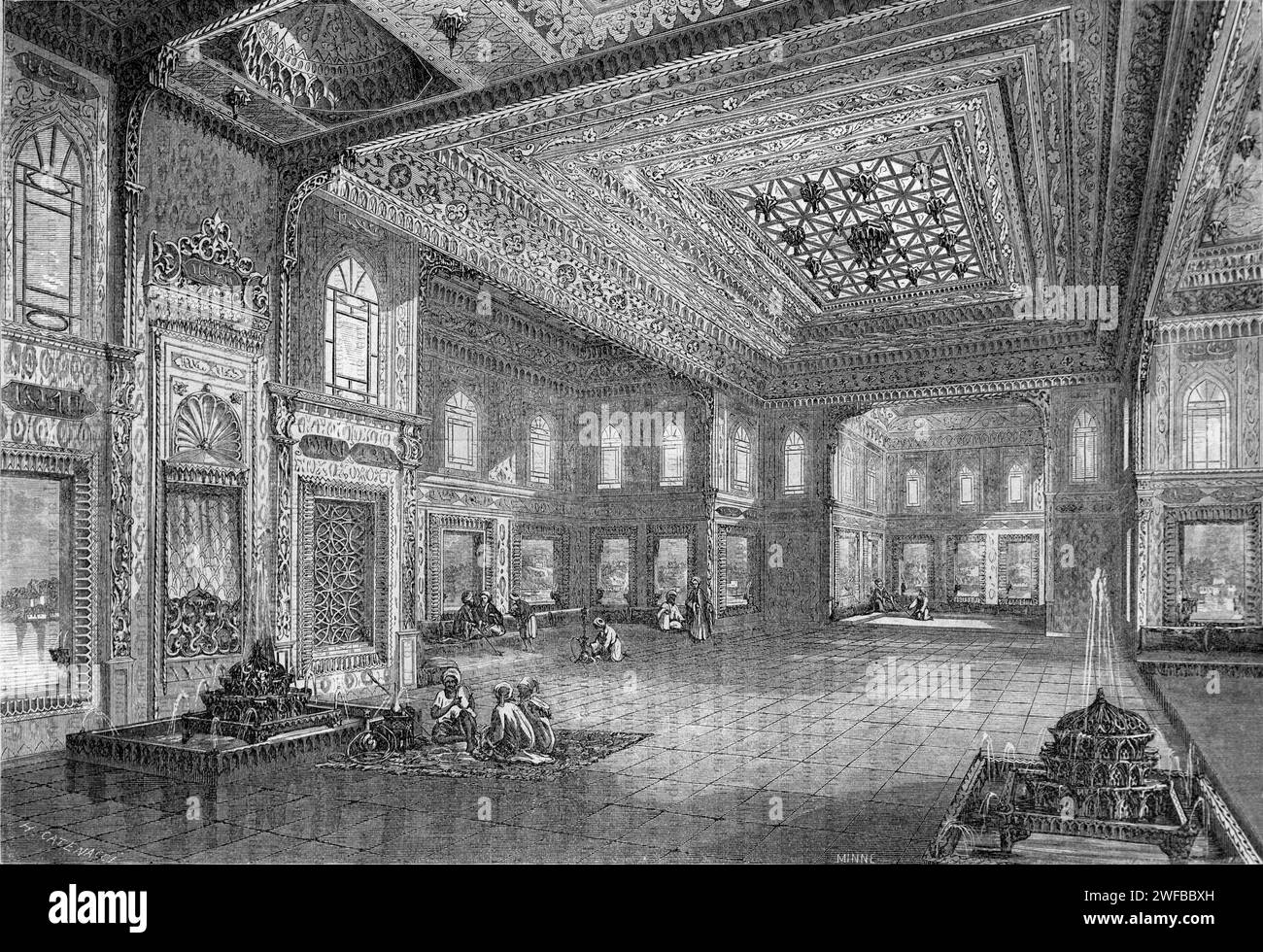 Interior of Kiosk or Summer Pavilion in the Topkapi Palace Istanbul Turkey. Vintage or Historic Enbraving of Illustration 1862. Stock Photo