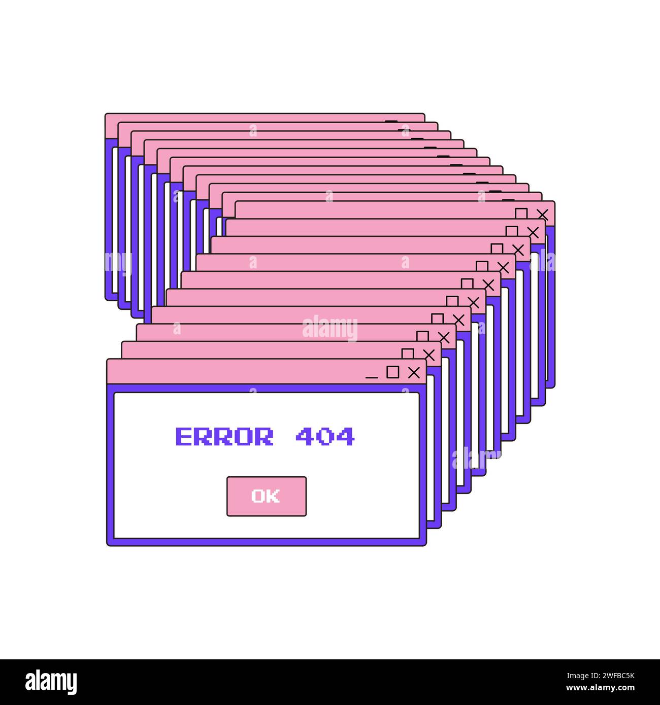 y2k interface, retro groovy psychedelic, browser error window hovering  vector Stock Vector