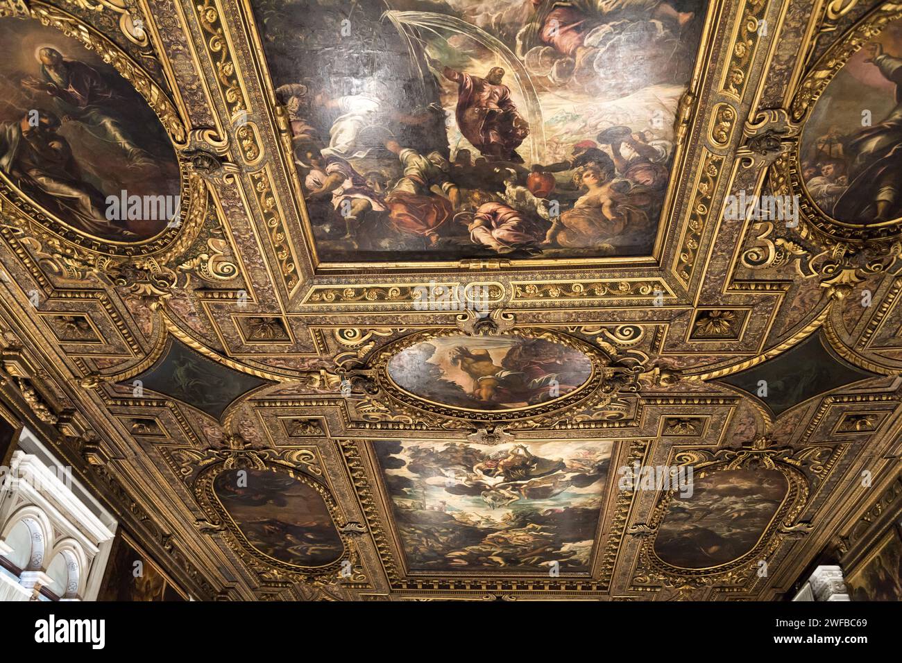 Ceiling Old Testament paintings by Tintoretto in La Sala Superiore in ...